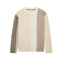 23FW 크림 아란 조직 블록 울 스웨터 HZSW3D407CR