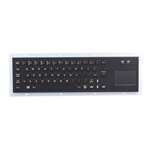 [해외] 방수 USB 표준 블랙 스테인레스 스틸 산업용 금속 키오스크 키보드 내장 마우스 터치 패드, French layout, USB Interface