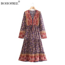 히피룩 보헤미안스타일 vintage maxi dress v neck 긴 뉴히피룩 원피스
