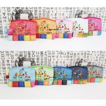 고급모시 꽃자수사각 색동동전지갑/외국인선물/전통색동동전지갑/명절선물/한국관광기념품, 화이트