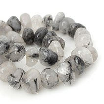 [5481-12]원석 못난이옥론델 11x12mm 블랙침수정 반줄(약26-28개)