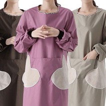 긴소매 방수 김장용 앞치마, 베이지, 1개