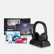 코시 삼성 LG TV무선 블루투스헤드폰 자동연결 스마트폰 태블릿, 무선 TV 자동 충전 블루투스 헤드폰, 블랙