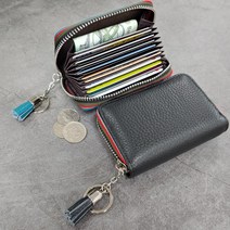 [러브캣노아지갑] [자스나로 BRO-3] 아코디언 카드지갑 지퍼 동전 키링 NFC 교통카드 중복인식