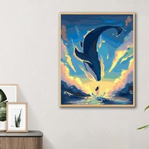 제주도 이상한 변호사 고래 DIY 그림 그리기 큰고래 따라그리기 서핑 풍경화 범고래 그림 금전운 속초, D6663, 60x75, DIY 유화세트+L라인테두리