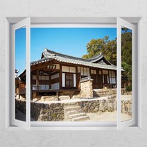 [바보사랑] ih357-맑은 공기속에 기와집_창문그림액자_뮤럴시트지[꾸밈], 상세 설명 참조, 타입선택:E타입-모던블랙