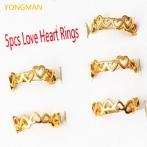 토우링 발가락 반지 YONGMAN 18K 금도금 러브 하트 토 링 조절 가능 5 개 도매