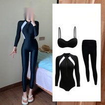 다이빙슈트 수상스키 스킨스쿠버 여성상의 3mm, L, 블랙 스커트 쓰리피스 세트