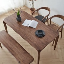 나무식탁의자세트 6인 4인 1800 원목 호두 나무 데스크 풀세트, 블랙월넛  120x 75 x75 cm