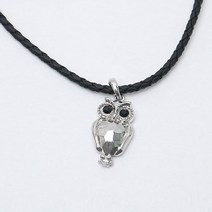 큐빅 샤이닝 부엉이 펜던트 남자 가죽 목걸이 N0241