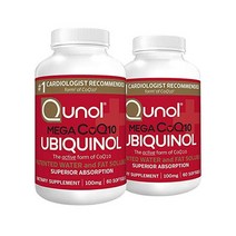 Qunol 큐놀 메가 코큐텐 유비퀴놀 100mg 60소프트젤 2팩 비타민C 함유, 100mg/60소프트젤