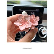 YAPOGI차량용 방향제 송풍구꽂이 꽃모양 석고 방향제, 핑크봉숭아꽃-울금향, 프리지어 오일