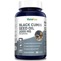 블랙 씨드 오일 1000 mg 180 소프트젤 캡슐(비GMO 앰프 채식주의자용) 냉압착 니겔라 사티바 순수 블랙 커민 씨드 오일, 2000mg