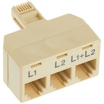 C2G 41062 2 라인 전화 스플리터 L1 + L2, Two Line Telephone Splitter, Gray