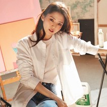 지오다노 344521 여 포플린 자수 셔츠