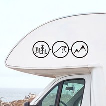 캠핑카부품 웨이브 마운틴 자연 자동차 스타일링 데칼 캠핑카 밴 장식 스티커 액세서리 비닐 라이프, 주황색+5015