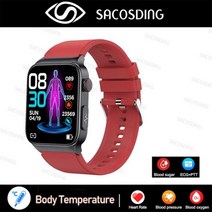 호환 무채혈 혈당측정기 2022 새로운 혈당 스마트 워치 심전도 모니터 혈압 체온 Smartwatch IP68 방수 피트니스 트래커 스마트시계, 07 Silicagel Red