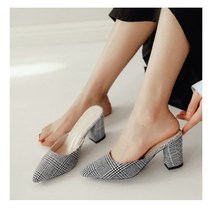 여성 키높이 뮬힐 펌프스뮬 슬리퍼 힐 발편한 힐