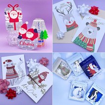 [눈사람카드] 종이배 크리스마스카드 세트 성탄절 입체 스탠딩 산타 루돌프 눈사람 트리 미니, g. 산타 동물 카드 4종