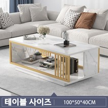 미드센추리 모던 북유럽 원목 거실 테이블 좌식 쇼파 티테이블 이케아, 화이트 마블+골드 프레임 1000