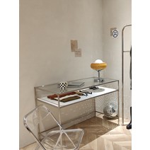 USM 책상 데스크 모듈 책상겸테이블 미드센츄리 선반형 투명 유리, (블랙 120 x 60 x 80)