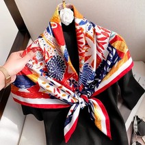 승마안전쪼끼 여성 승마쪼끼 럭셔리 브랜드 디자이너 헤어 프린트 헤드 실크 스카프 90x90cm 대형 손수건, 55 58_01 90X90cm