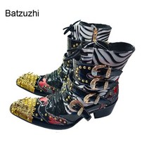 남자워커 앵클부츠 남자웨스턴부츠 첼시부츠 batzuzhi 디자이너 남성 카우보이 블랙