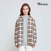 TBJ 여성 루즈핏 다이마루 후드 체크셔츠(T201SH700P)