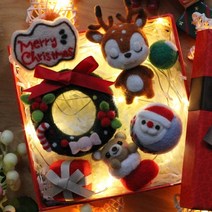 인형옷만들기패키지키트세트 반려견인형제작 반려견양모인형 양모고슴도치 강아지양모인형 양모인형, 라이트디어 선물상자프리폼 3바늘상자포함