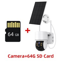태양광 패널 인버터 설치 태양열 10 0P 와이파이 카메라 야외 CCTV 비디오 감시 전지 충전식 배터리 무선 IP PTZ 카메라 2MP 광 충전 스마트 디지털 탐지, 03 1080P Add 64GB Card, 03 1080P Add 64GB Card
