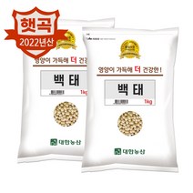 대한농산 22년 국산 백태 2kg(1kgx2) / 콩국수 노란콩 메주콩 소용량 박스포장, 1kg, 2개