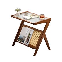 가구샘 원목 라탄 유리 사이드테이블 550 ha4609 #ShareBlue!@820468EA, 다크브라운