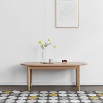 오크 B형 라운드형 소파테이블 1200, 레드오크