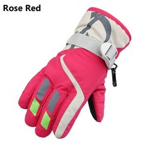 스노우보드엣징 스키 장갑 1 쌍 긴 미튼 겨울 두꺼운 어린이 야외 방수 미끄럼 방지, 03 rose red 4-7 years