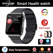 혈당 시계 ECG PPG 무통 비침습적 스마트 워치 남성 건강한 혈압 운동 측정기 신제품, [15] Black Steel B 2