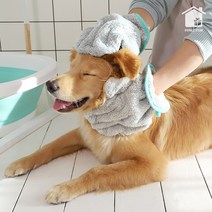 BLUEM 강아지 드라이 샤워 수건 타올 고양이 애견 반려견 타월, 글로브 타월(2ea)