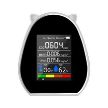 다기능 휴대용 디지털 온도 및 디스플레이 5 in 1 CO2 공기 TVOC, [01] White, 01 White