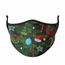 Top Trenz Kids Face Wrap Cloth Reusable Fashion Mask Medium (Ages 8+ to Adult) (Brown Zebra), Christmas Camo