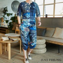 JUST FEEL!NG 개량한복 빅사이즈 생활 면마 운동복 배기 상하 투피스 M-5XL