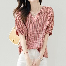 에스플린 X스트랩체크 블라우스 S3BBL015C