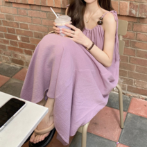 [최저가]살랑살랑 어깨끈 셔링 뷔스티에 롱 원피스 2color