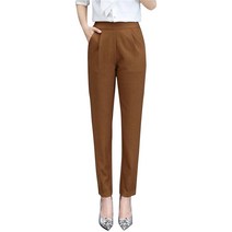 편안한 캐주얼 바지 높은 허리 스트레칭 바지 슬림 하렘 바지