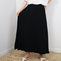 빅걸스토리 빅사이즈 여성 실키 밴딩 레이온스판 A라인 롱 플레어 스커트