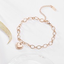 노이드비 써지컬스틸 하트팬던트 클립 굵은체인 발찌