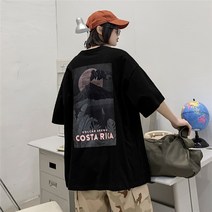 kirahosi 통통한 형제 여름 일본풍 프린트 루즈 반팔 티셔츠 하라주쿠 스타일 트렌디 대형 하프 소매 탑 의류 B1210623