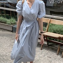 VSYOY 쉬폰 브이넥 빅사이즈 원피스