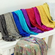 무대의상원단 - 4mm도트 반짝이 스판천 12칼러 리본천원단 행사의류천원단 n, 12.오로라