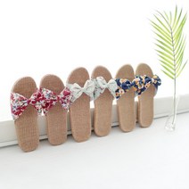 비치웨어 코디 여성 린넨 리본 슬리퍼 피서 여름휴가 물가 나들이 가정용 샌들 캠핑 사무실 휴가