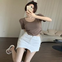 어썸클로젯 레니안 내글런 백슬링 피트업 슬림 반팔탑