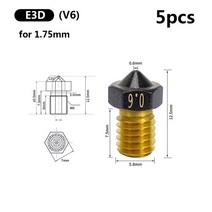 용접 팁 노즐 5pcs PTFE 코팅 MK8/E3D/화산 노즐 0.2-1.2mm 압출기 프린트 헤드 3D Ender3 Pro CR10/S 핫, 02 E3D-5pcs_05 0.6mm
